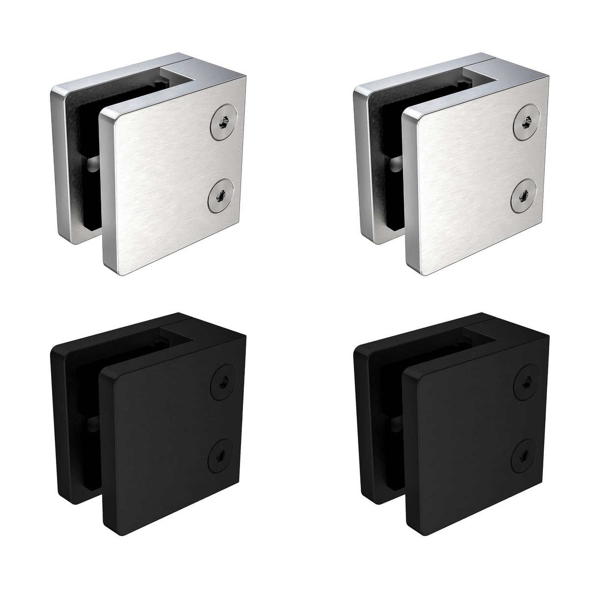 Ｋ.GLAD Glass Clamp Square Stainless Steel Flat Mount 4 Pack - Stainless