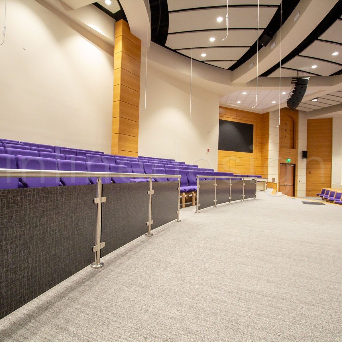 Auditorium Ramp Glass Railing Enhancing Places of Worship with Elegant Glass Railing Systems – Inline ...