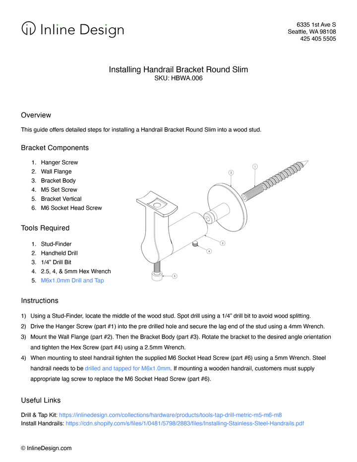 Round Slim 2.5 in. Stainless Steel Handrail Wall Bracket