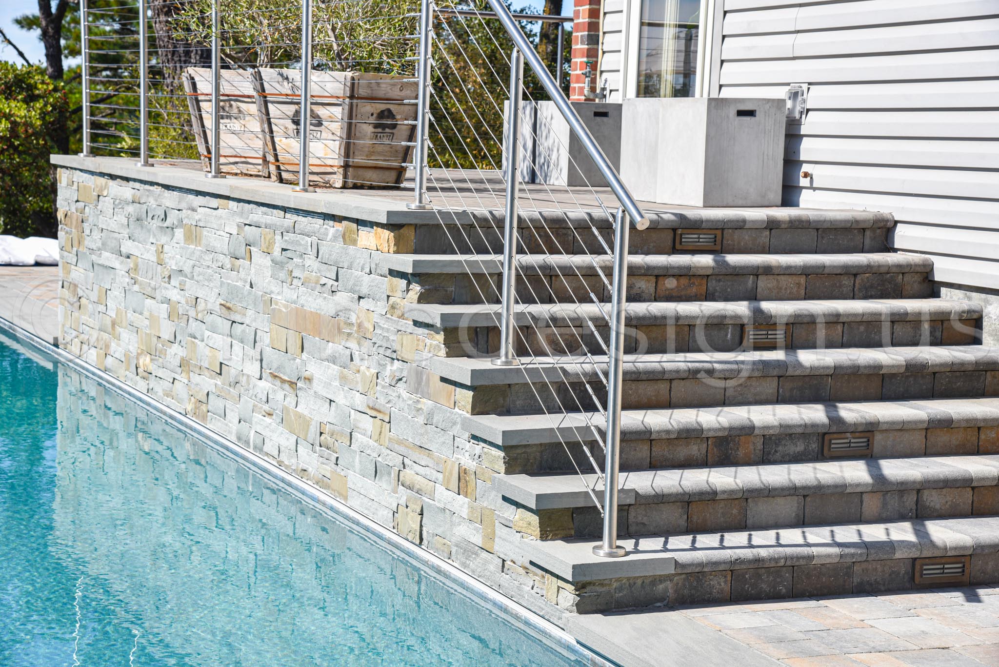 stainless steel railing glass residential