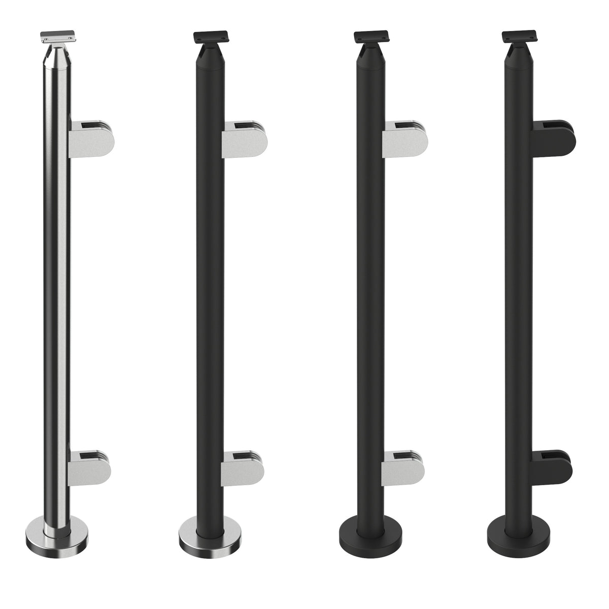 Glass Railing Round Surface Mount Post with Handrail Bracket – Inline ...