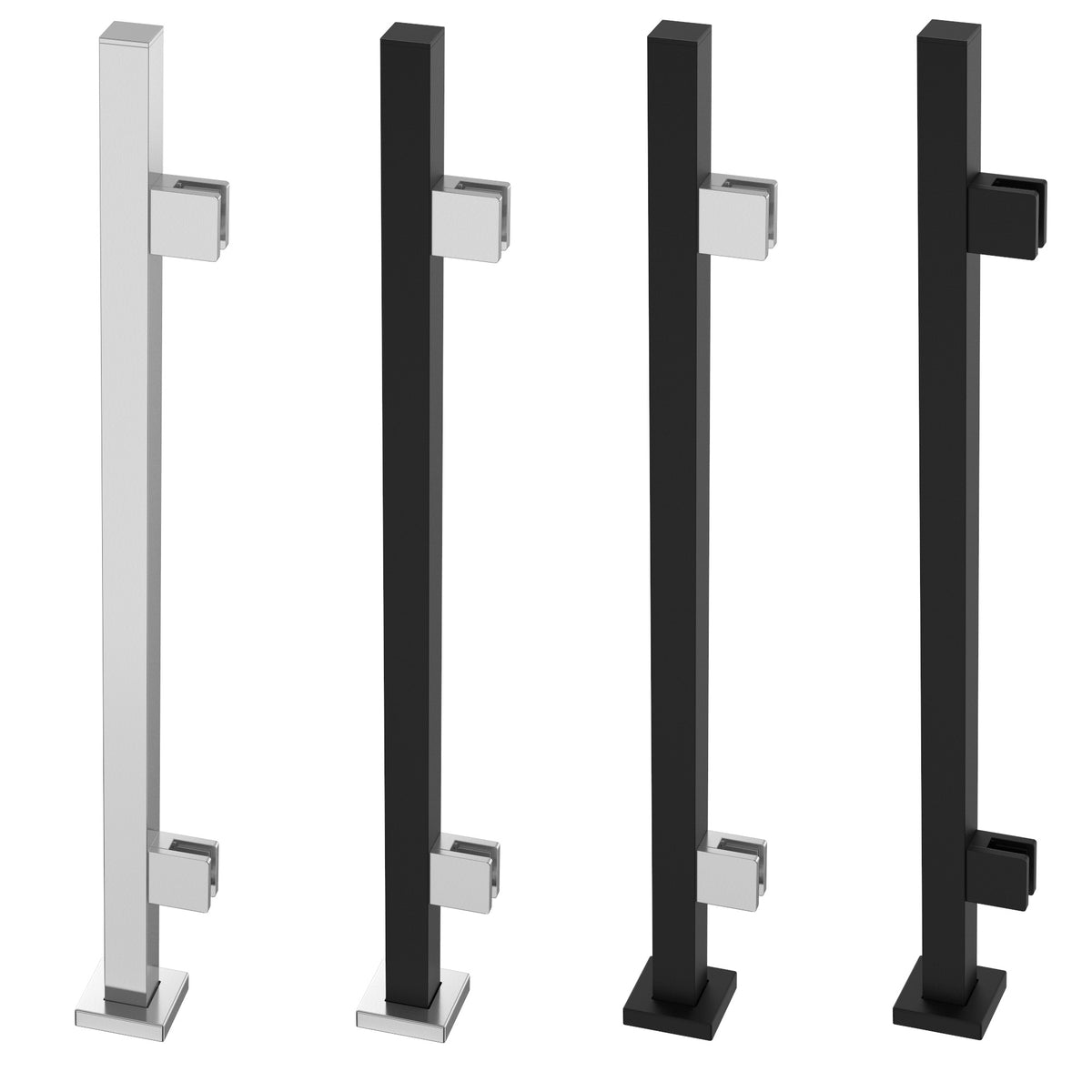 Square Railing Post Glass Railing Square Surface Mount Post – Inline Design