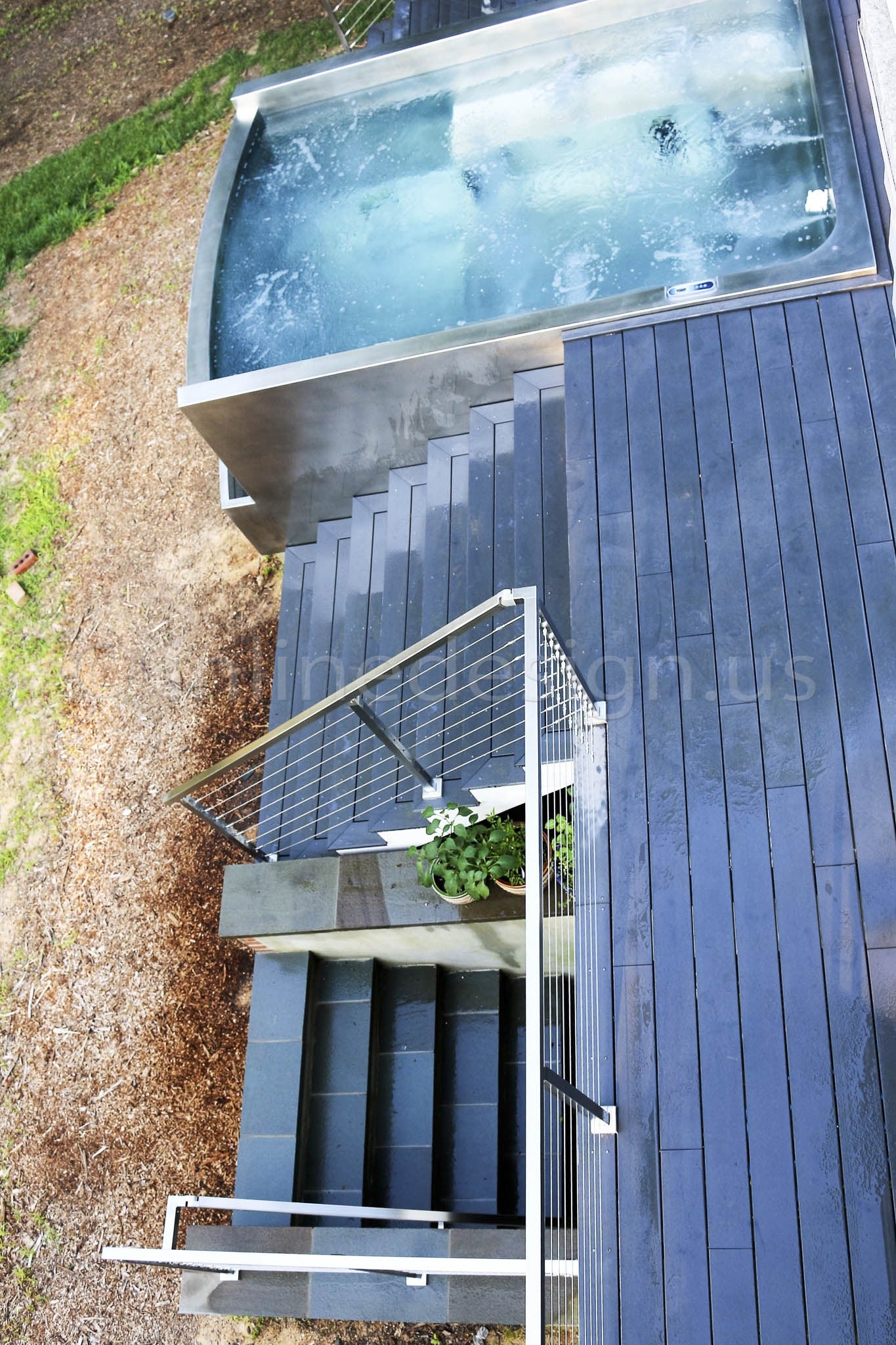 stainless steel cable railing hottub