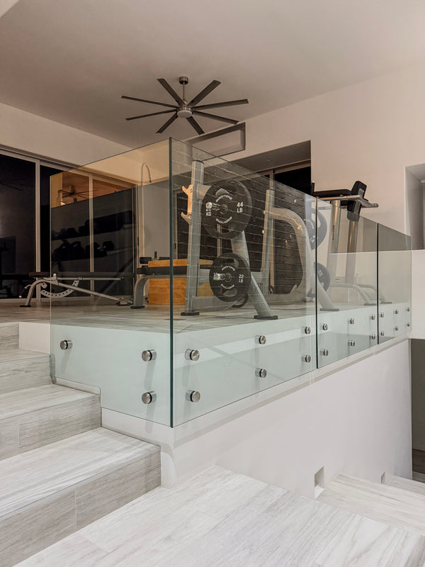 frameless interior glass railing with standoffs and wall handrail, Cabo San Lucas (2)