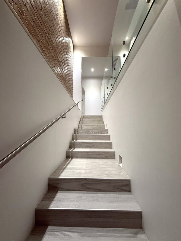 frameless interior glass railing with standoffs and wall handrail, Cabo San Lucas (4)