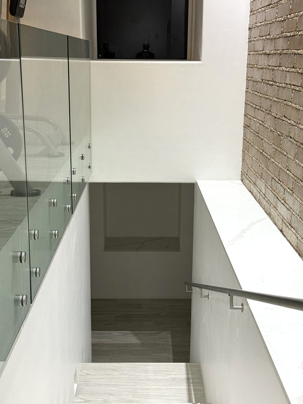 frameless interior glass railing with standoffs and wall handrail, Cabo San Lucas (5)