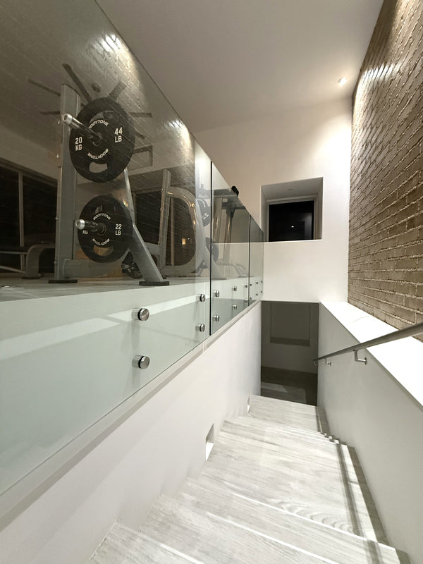 frameless interior glass railing with standoffs and wall handrail, Cabo San Lucas (6)