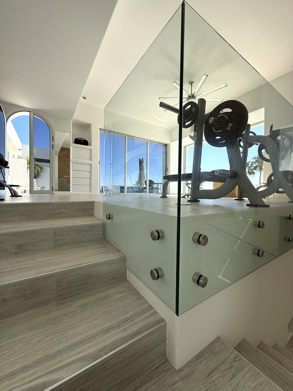 frameless interior glass railing with standoffs and wall handrail, Cabo San Lucas (15)