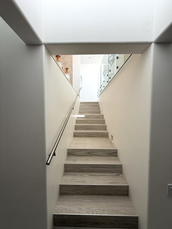 frameless interior glass railing with standoffs and wall handrail, Cabo San Lucas (18)