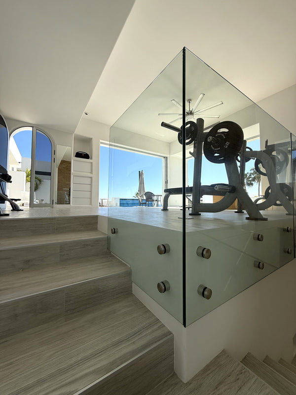 frameless interior glass railing with standoffs and wall handrail, Cabo San Lucas (23)