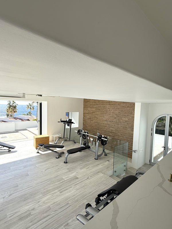 frameless interior glass railing with standoffs and wall handrail, Cabo San Lucas (25)