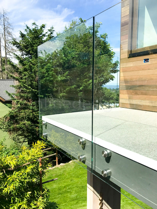frameless glass balcony railing with round standoffs, Kenmore WA (1)