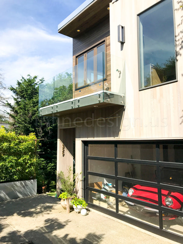 frameless glass balcony railing with round standoffs, Kenmore WA (7)
