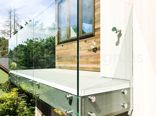Frameless glass balcony railing, Kenmore WA