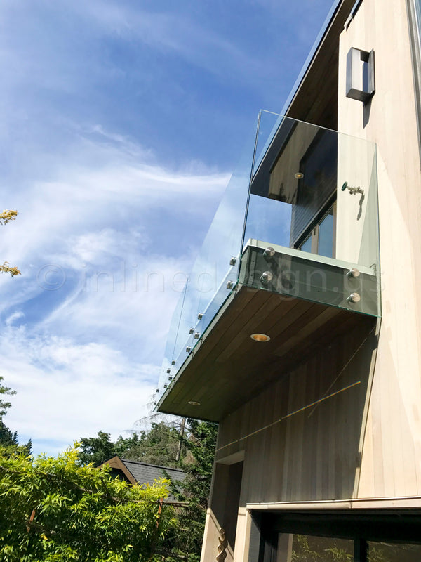 frameless glass balcony railing with round standoffs, Kenmore WA (3)
