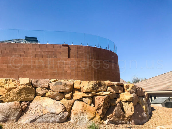 Frameless glass fence railing on pyramid spigots, Salt Lake City UT