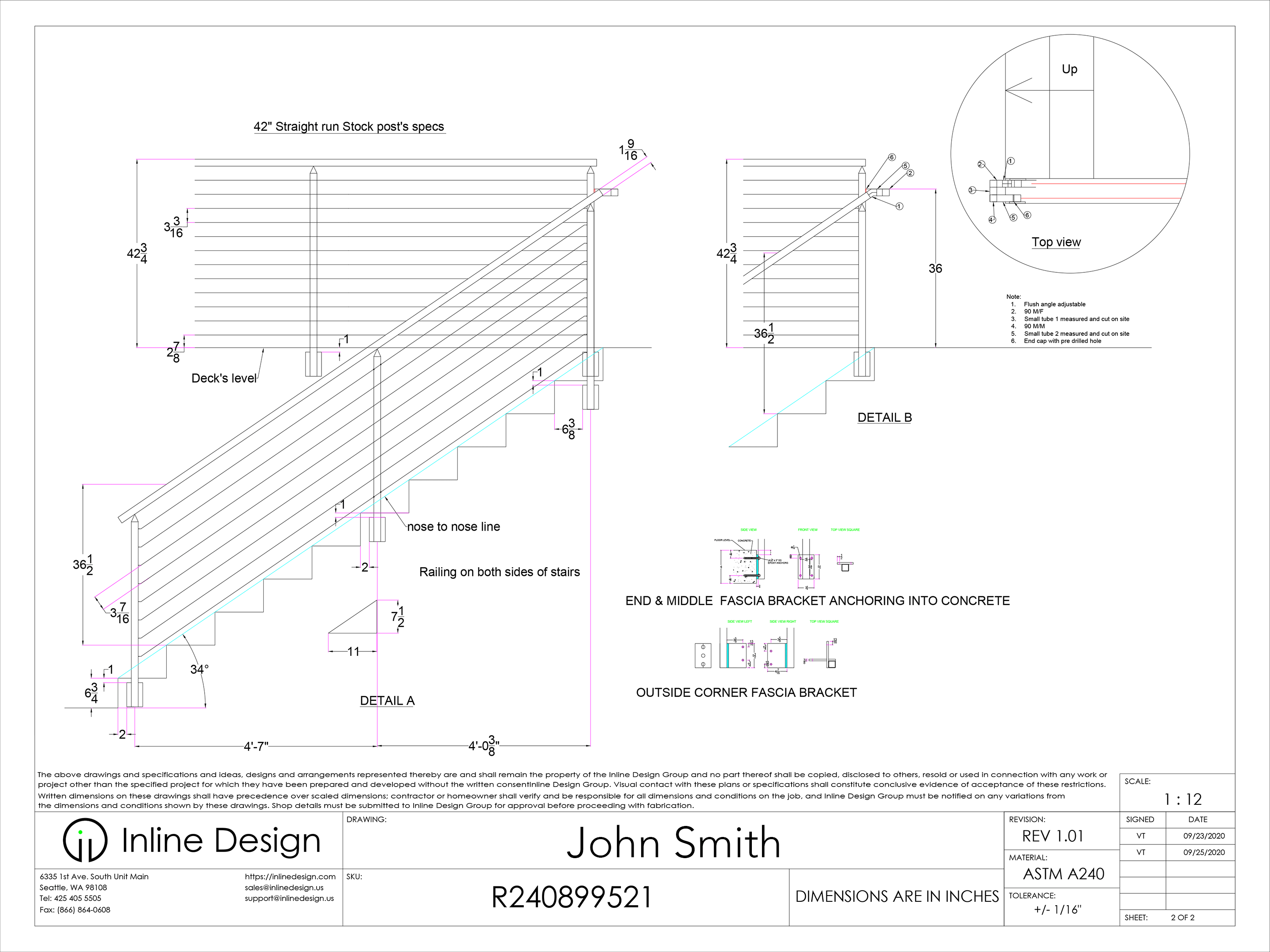 Inline Design stainless steel railing component