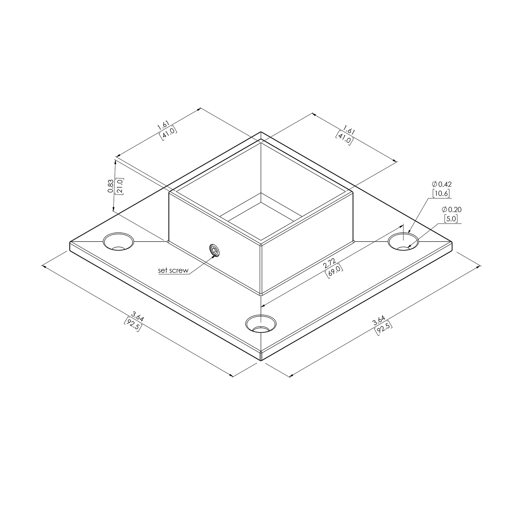 Square Wall Flange for 1.57