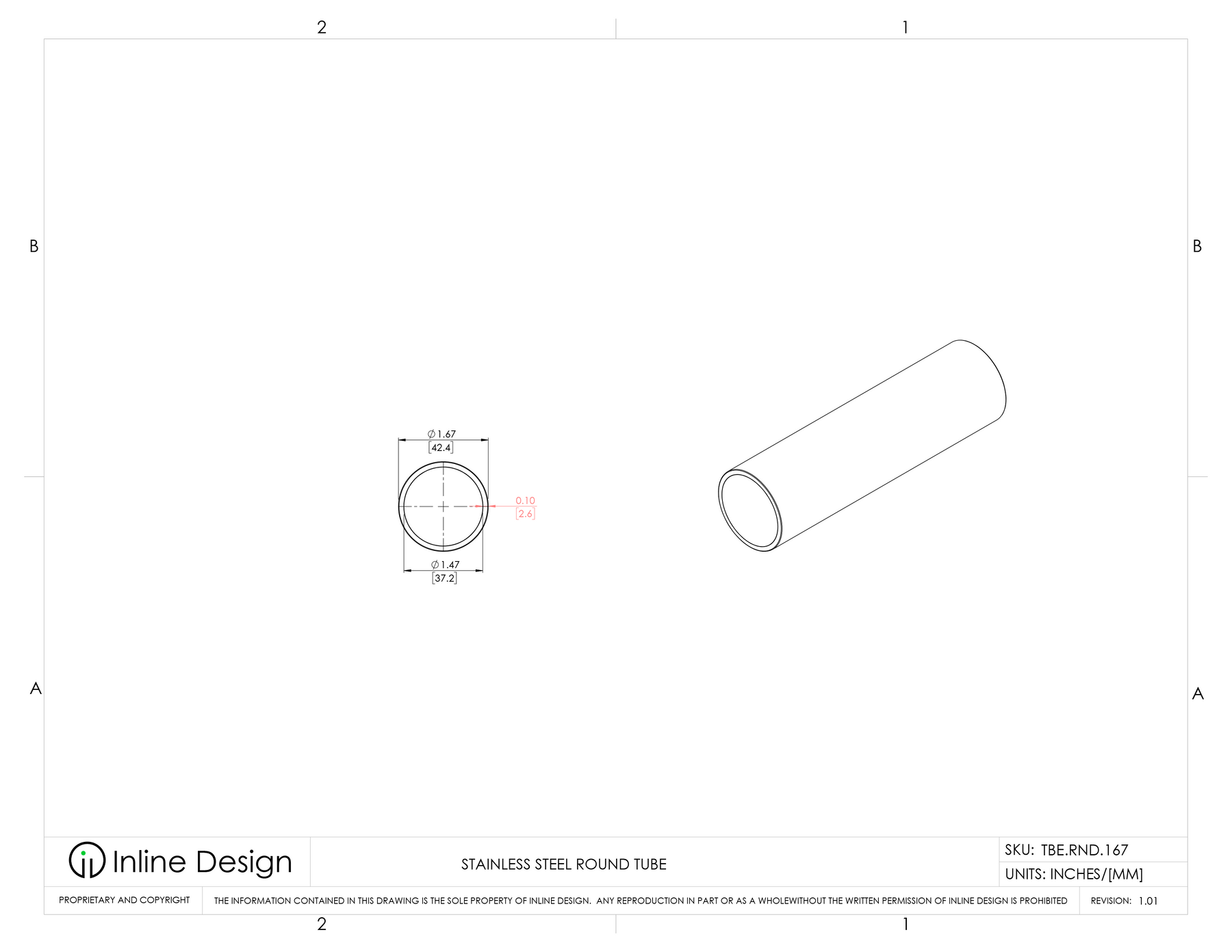 Round Handrail Tube from 3 to 19.7ft long - Stainless Steel 316 ...