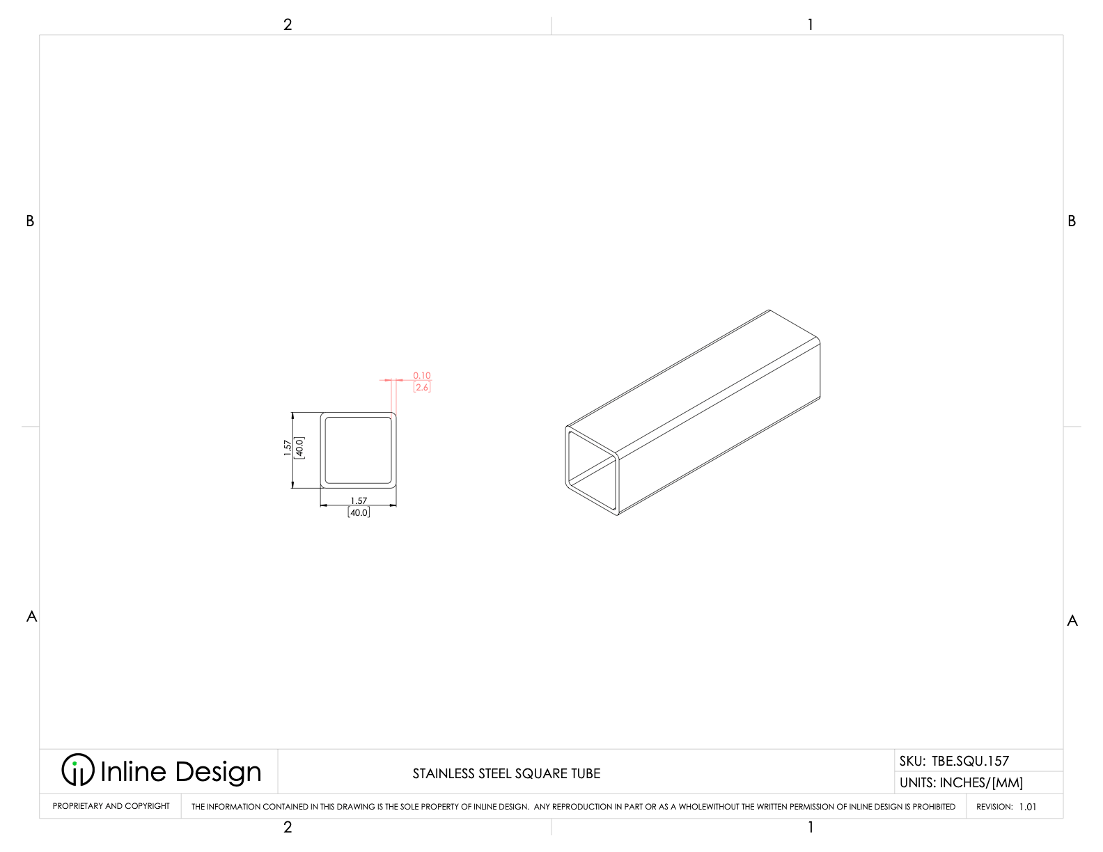 Square Tube Railing Design Stainless Steel Square Tube by the Foot, 3 ft to 19.7 ft Long – Inline ...