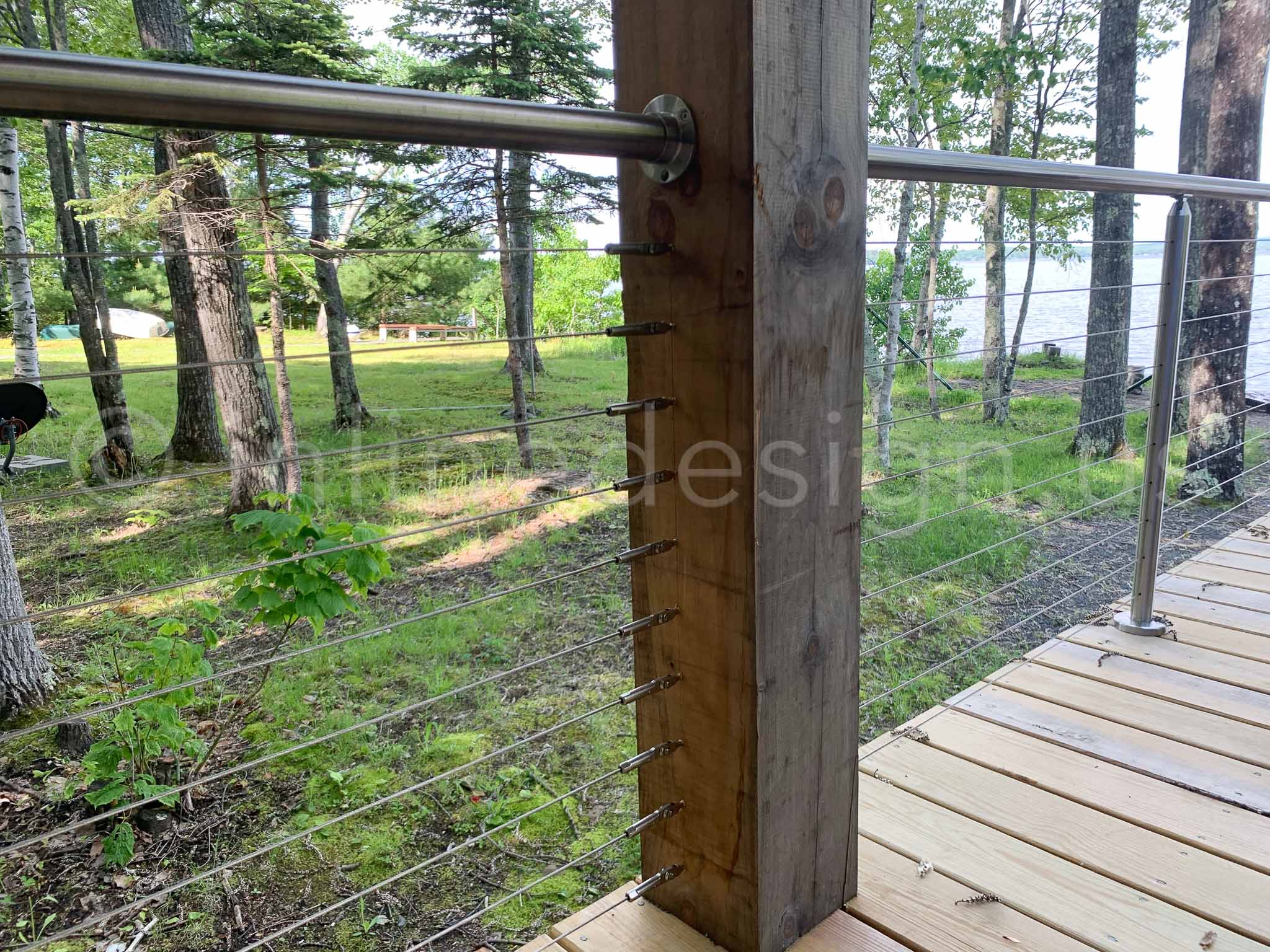 wood post cable railing