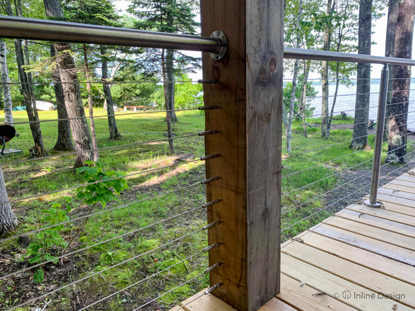 wood post cable railing