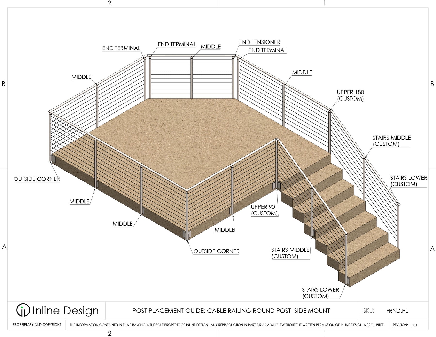 Cable Railing Round Fascia Mount Post – Inline Design