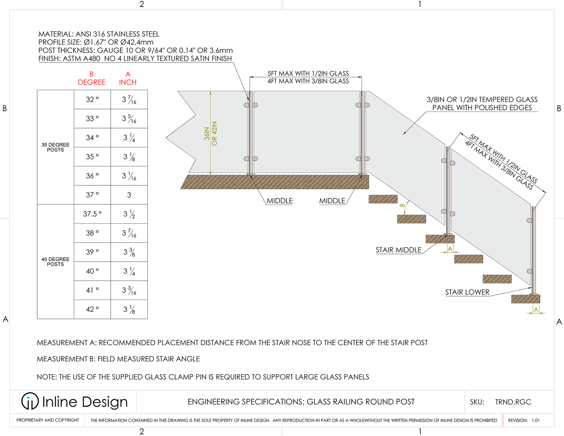 Glass Railing Round Surface Mount Post – Inline Design