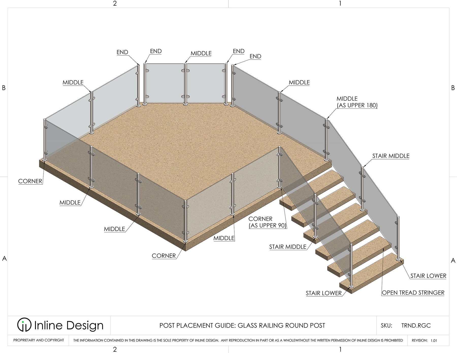 Glass Railing Round Surface Mount Post – Inline Design