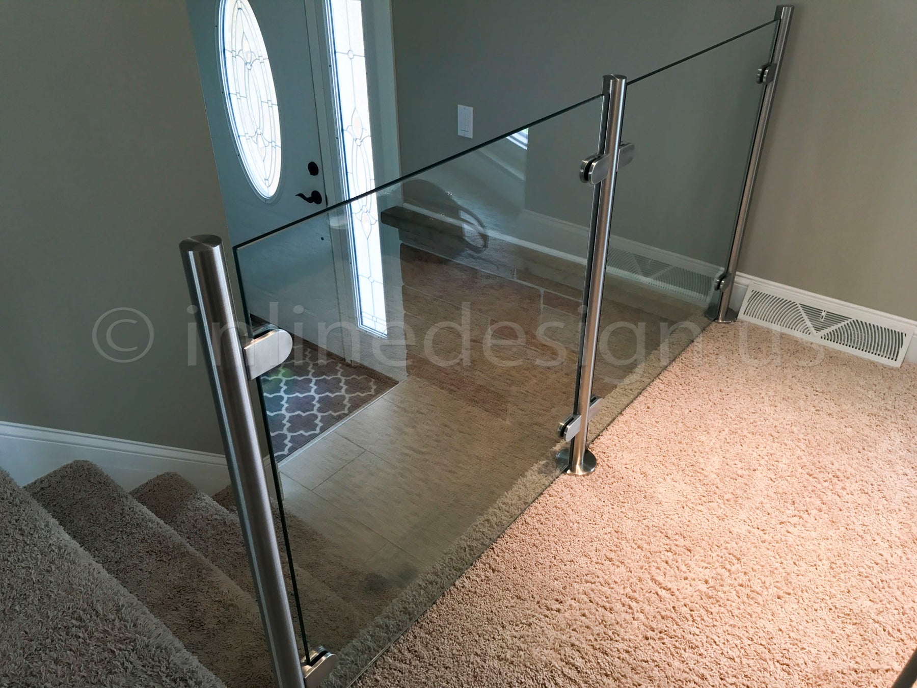 Shop Glass Railing Glass Railing Round Surface Mount Post – Inline Design