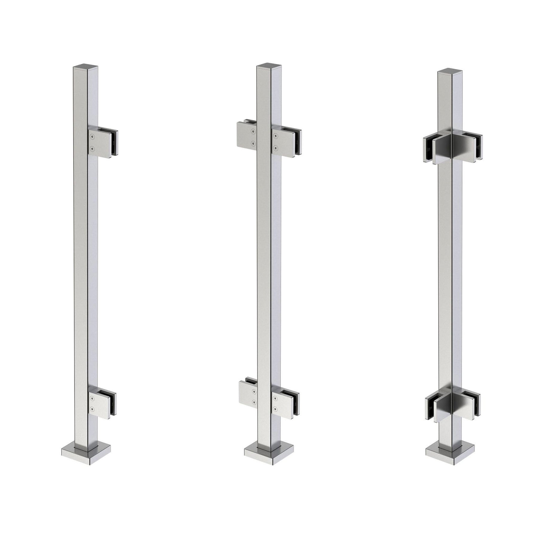 Rustic Steel Railing Square Post Glass Railing Square Surface Mount Post – Inline Design