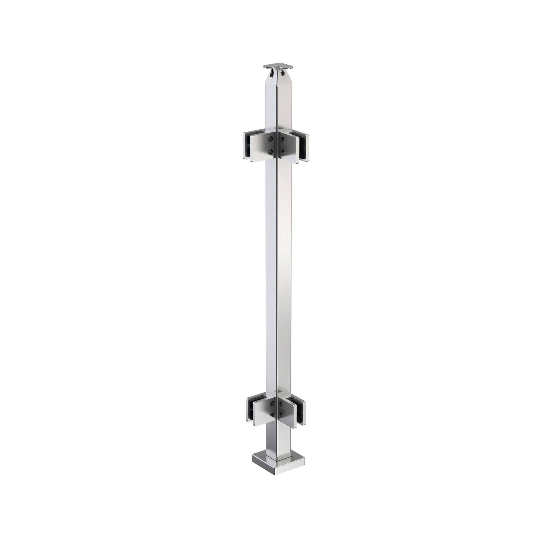 Glass Railing Square Surface Mount Post with Handrail Bracket – Inline ...