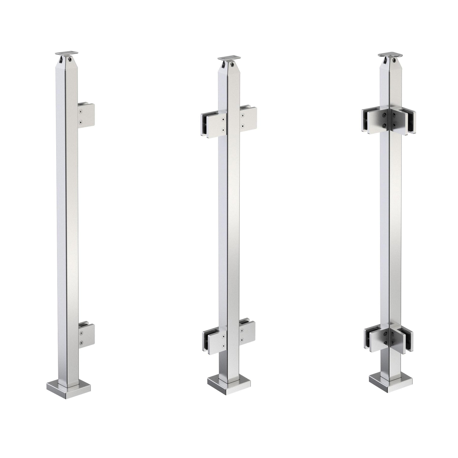 Rustic Steel Railing Square Post Glass Railing Square Surface Mount Post for Handrail – Inline Design