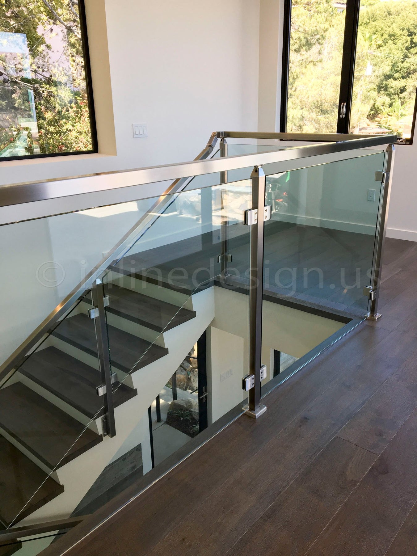 Glass Railing Square Surface Mount Post with Handrail Bracket – Inline ...